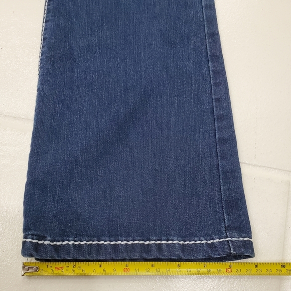 Denim Couture jeans junior size 13 Dark wash Faded White stitching Glam pockets - Picture 11 of 13